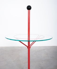 Tables From Metal Red And White Glass, Italy, circa 1970