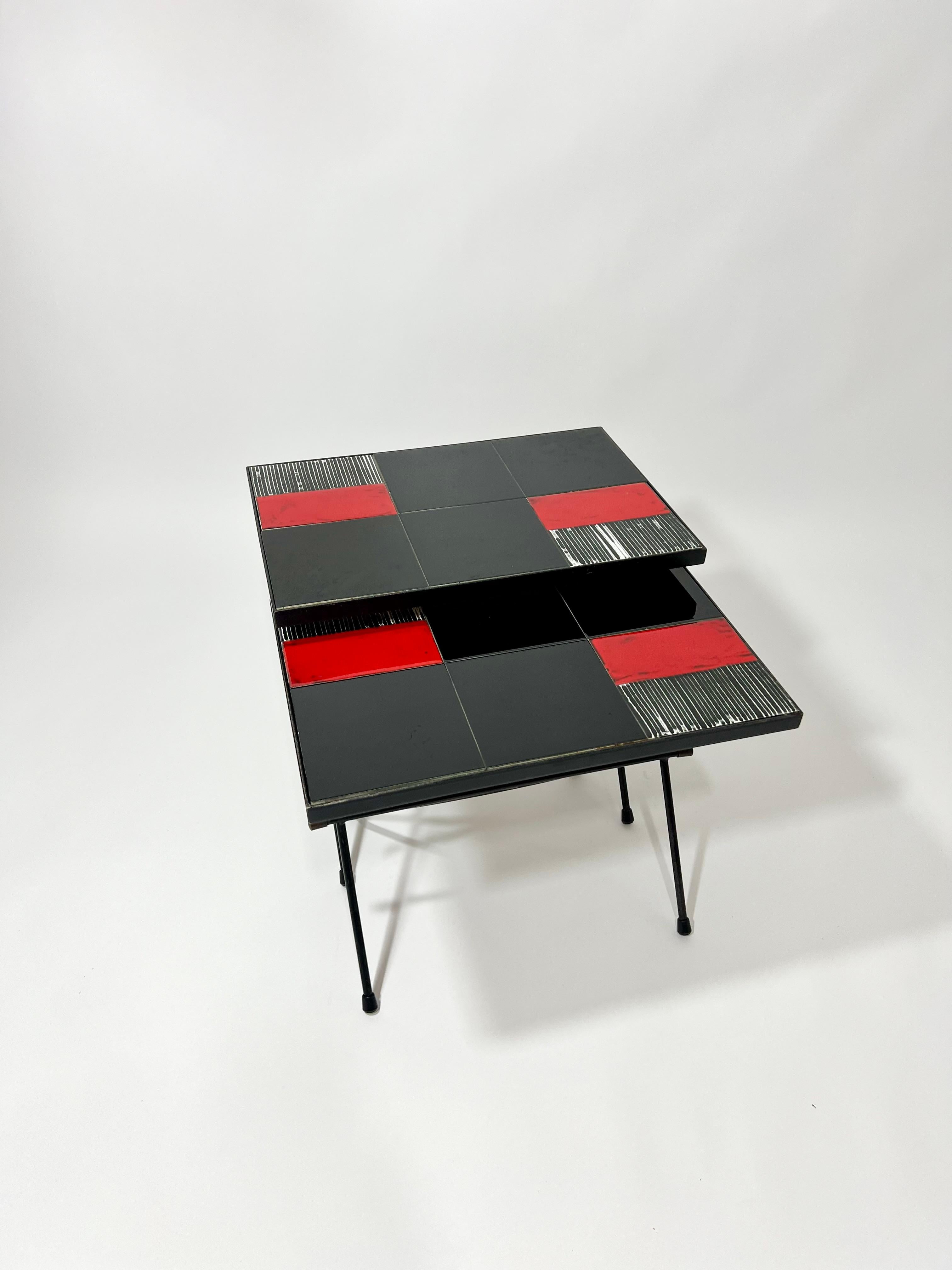 Mid-Century Modern Tables gigognes d'appoint en céramiques, Cloutier Frères, France, 1970 en vente