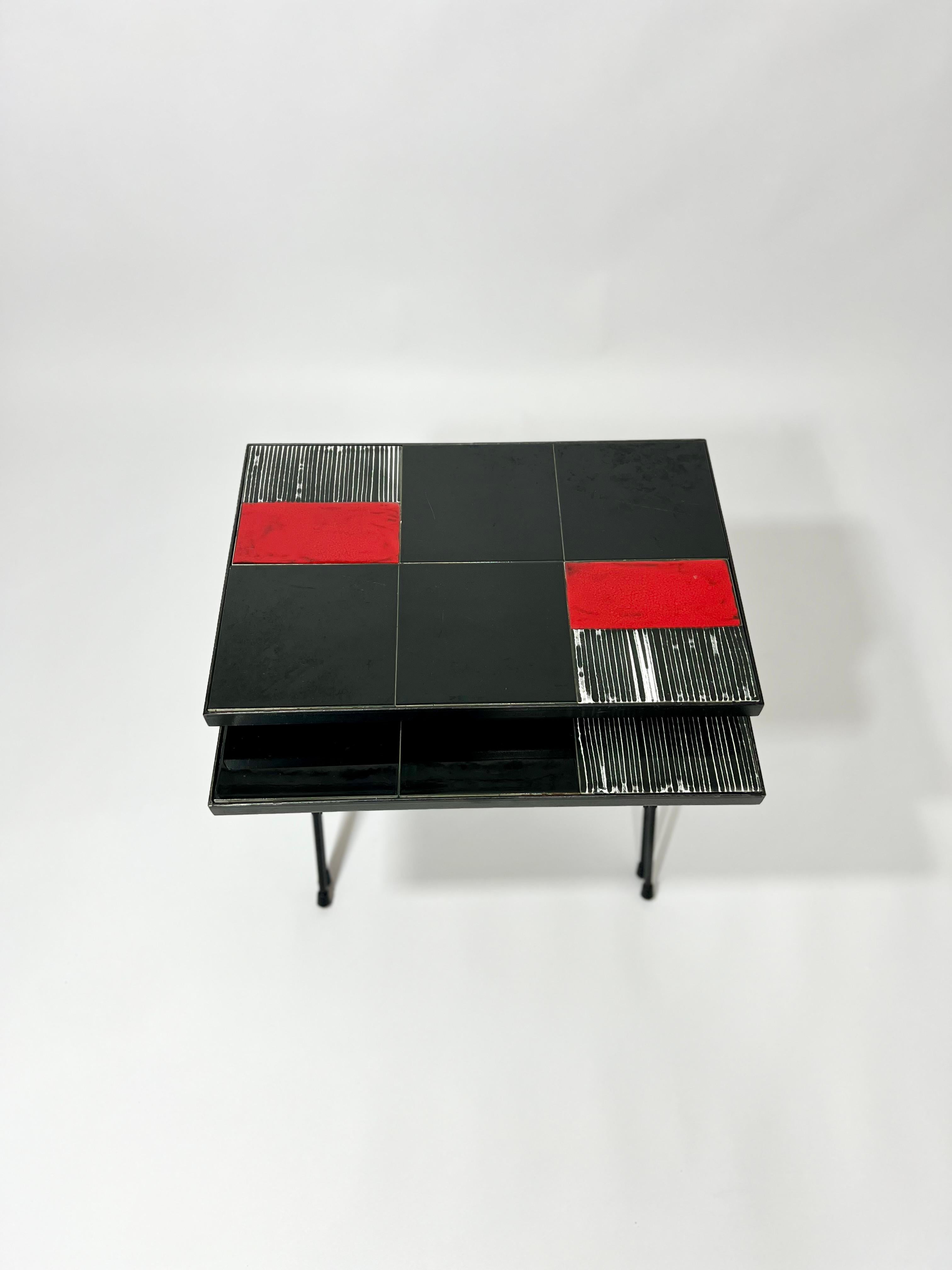 XIXe siècle Tables gigognes d'appoint en céramiques, Cloutier Frères, France, 1970 en vente