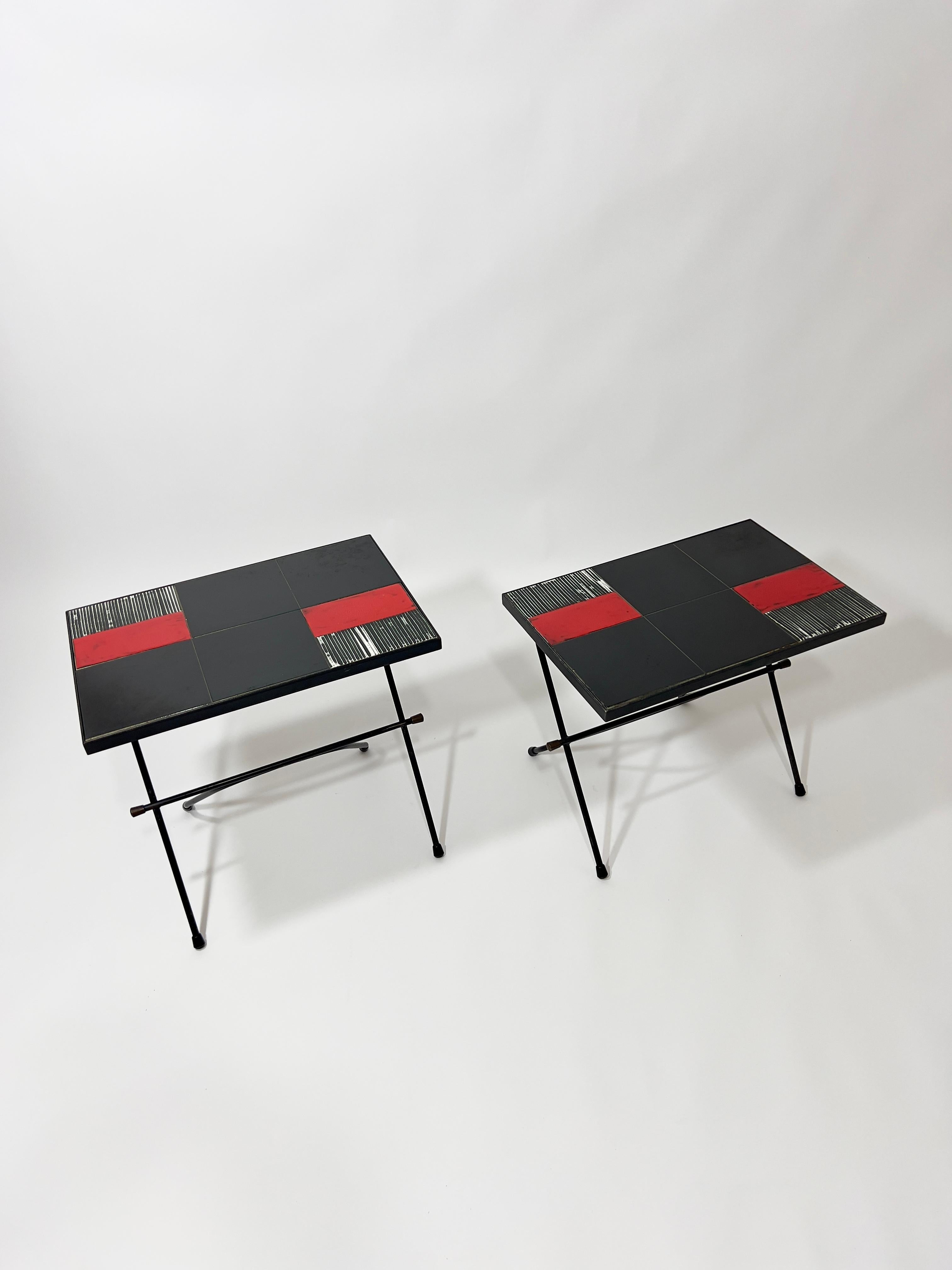 Tables gigognes d'appoint en céramiques, Cloutier Frères, France, 1970 en vente 1