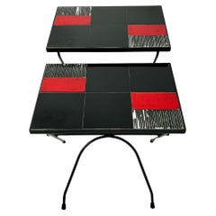 Tables gigognes d'appoint en céramiques, Cloutier Frères, France, 1970