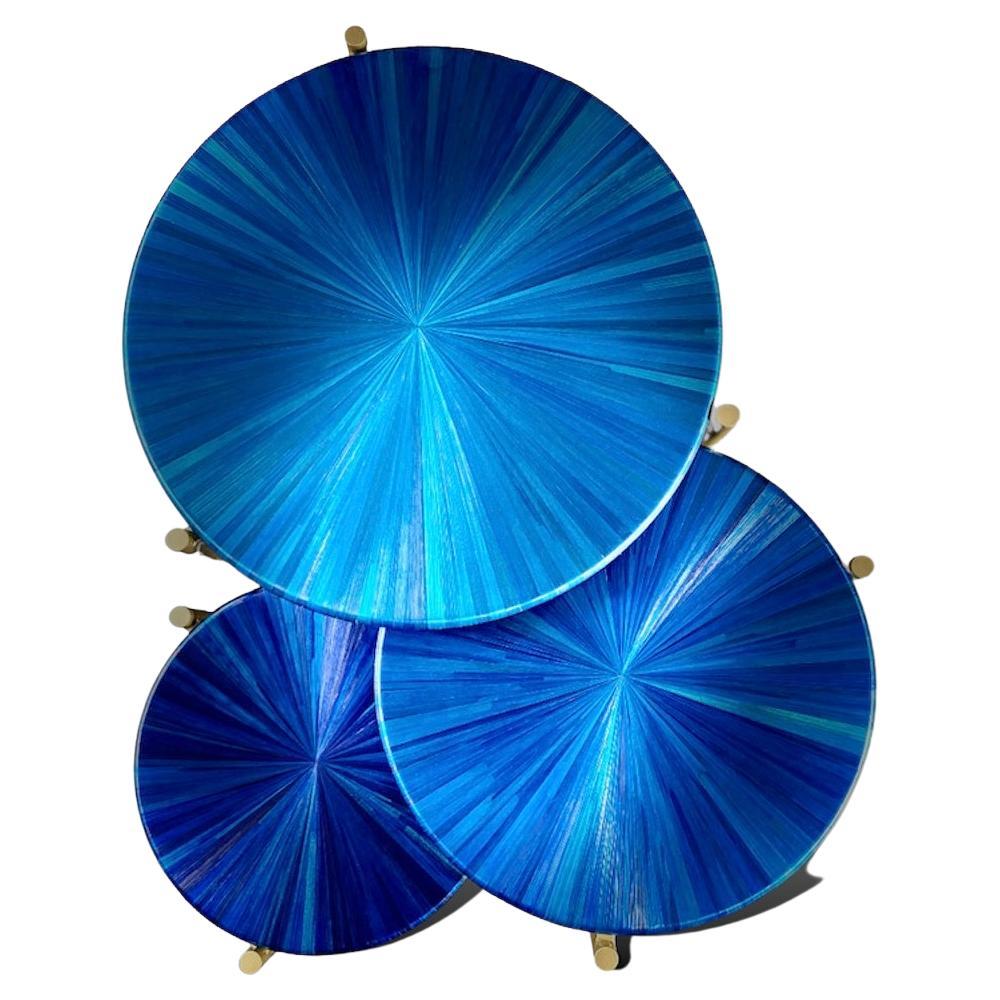 Tables gigognes Soleils bleus For Sale