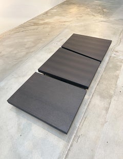 Tische, niedriges modulares Design, Stein Eiche Furnierholz, Stahlfüße aus Rotguss, Italien
