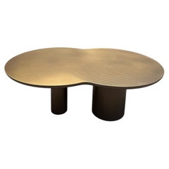 Tables, Sculptural Brass, Graphic Patterned Surfaces, Low Side Table, Italy