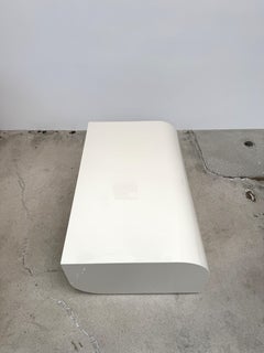 Tables, Sculptural Curved Plywood Design, Glossy Beige Lacquer Finish, Italy
