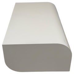 Tables, Sculptural Curved Plywood Design, Glossy Beige Lacquer Finish, Italy