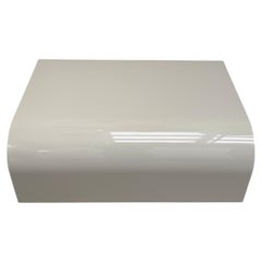 Tables, Sculptural Curved Plywood Design, Glossy Beige Lacquer Finish, Italy