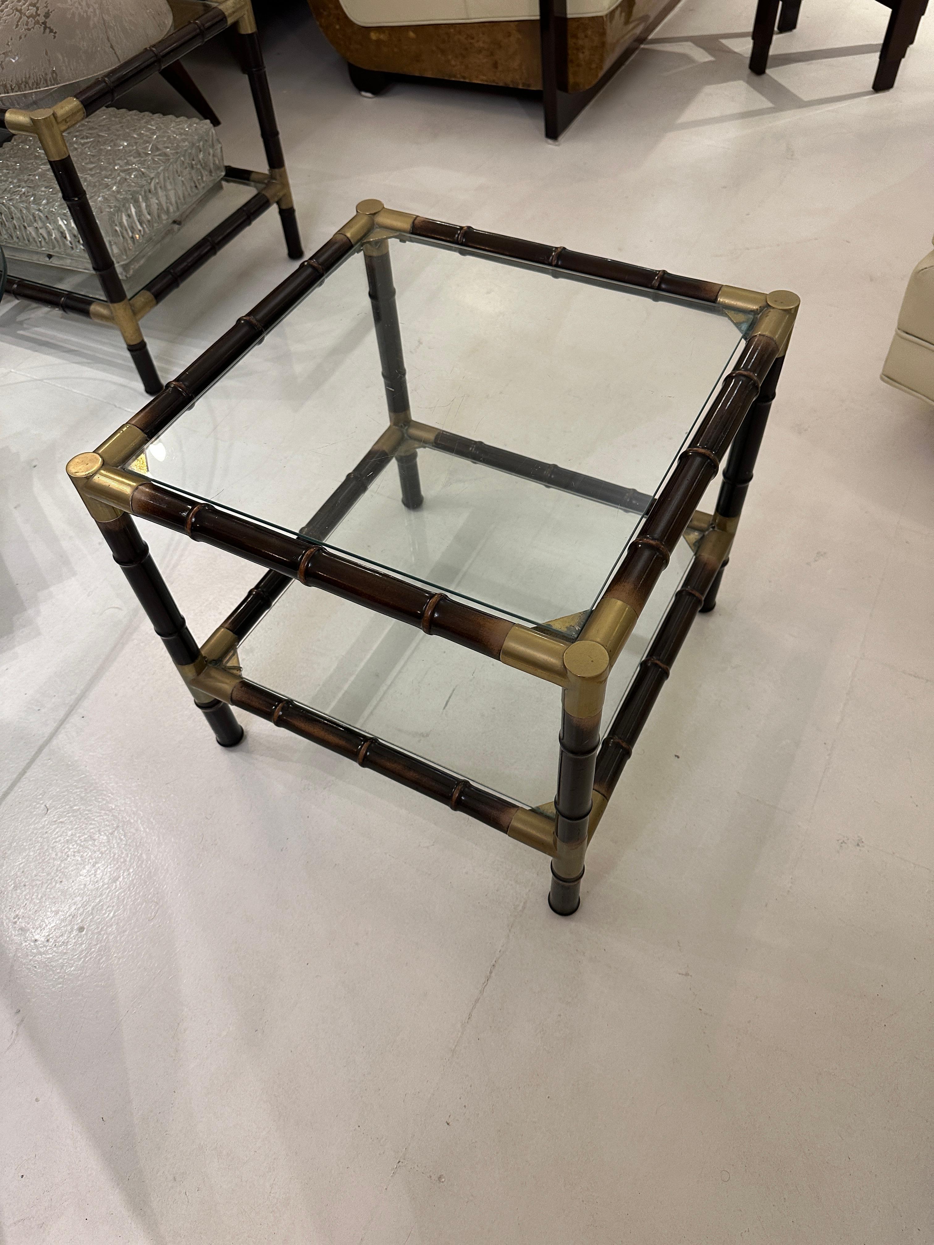 Tables with Wood, glass and Bronze For Sale 5