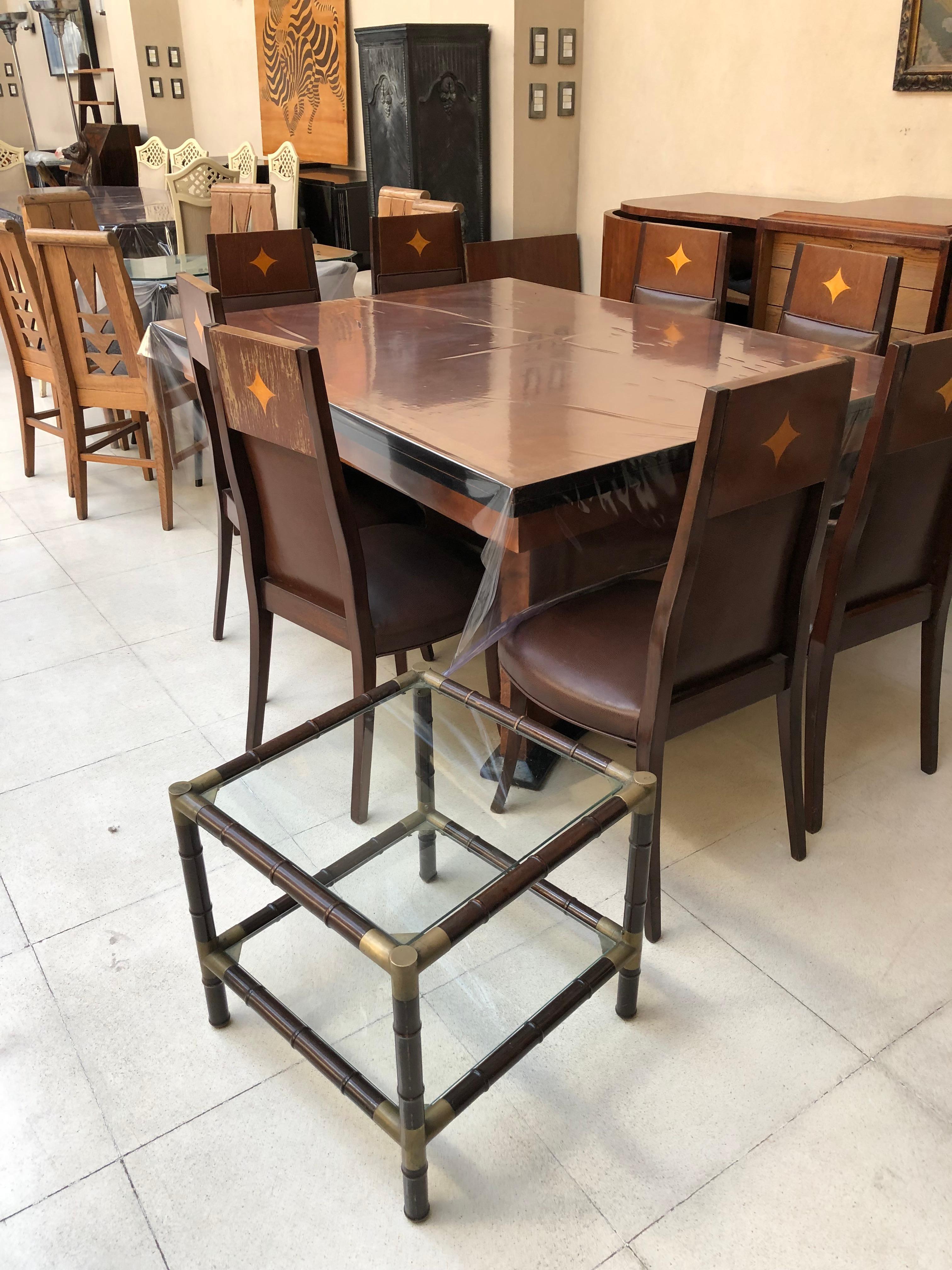 Mesas de Madera, Cristal y Bronce en venta 14