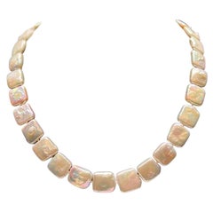 Tablet Biwa Pearls with 14k White Gold Fish Hook