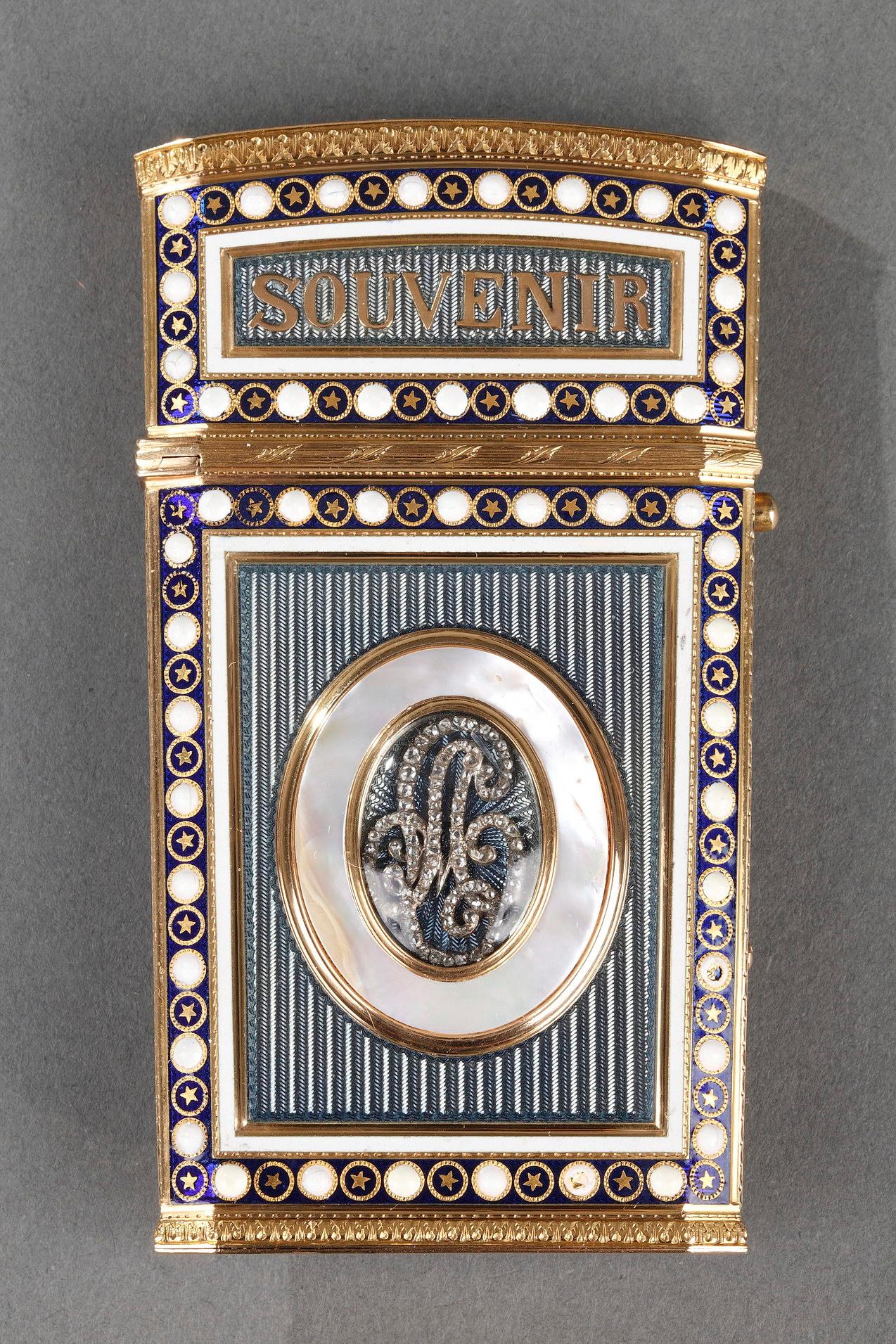 Women's or Men's Tablet Case in Gold with Enamel, Late 18th Century