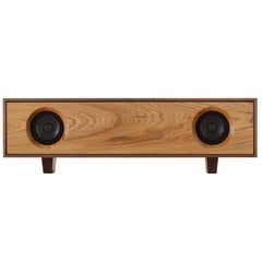 Tabletop HiFi Speaker, Natural Walnut Cabinet with Natural Oak Speaker Front