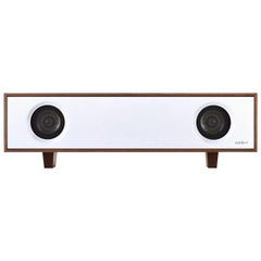 Tabletop HiFi Speaker, Natural Walnut Cabinet with Slate Grey Speaker Front