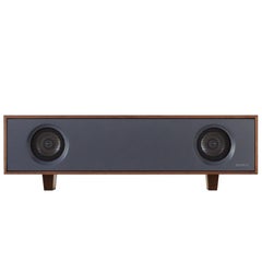 Tabletop HiFi Speaker, Natural Walnut Cabinet with Slate Grey Speaker Front