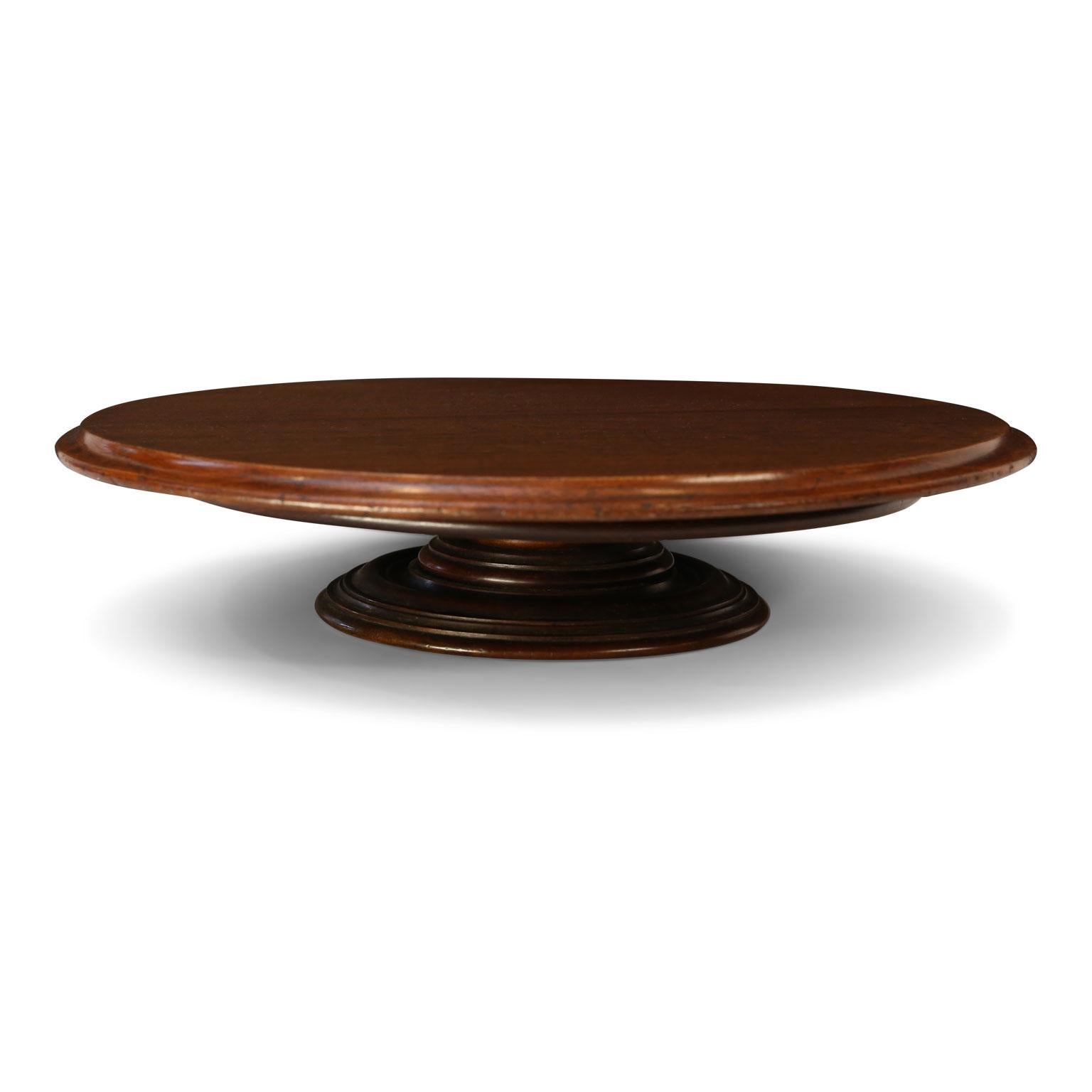 Tabletop Lazy Susan in Brown English Oak For Sale 2