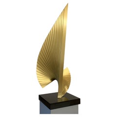 Tabletop sculpture in brushed brass inspired by proportions of the Golden Ratio