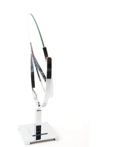 Tabletop Vanity Mirror with Mirrored Chrome Stand in the Style of Karl Springer