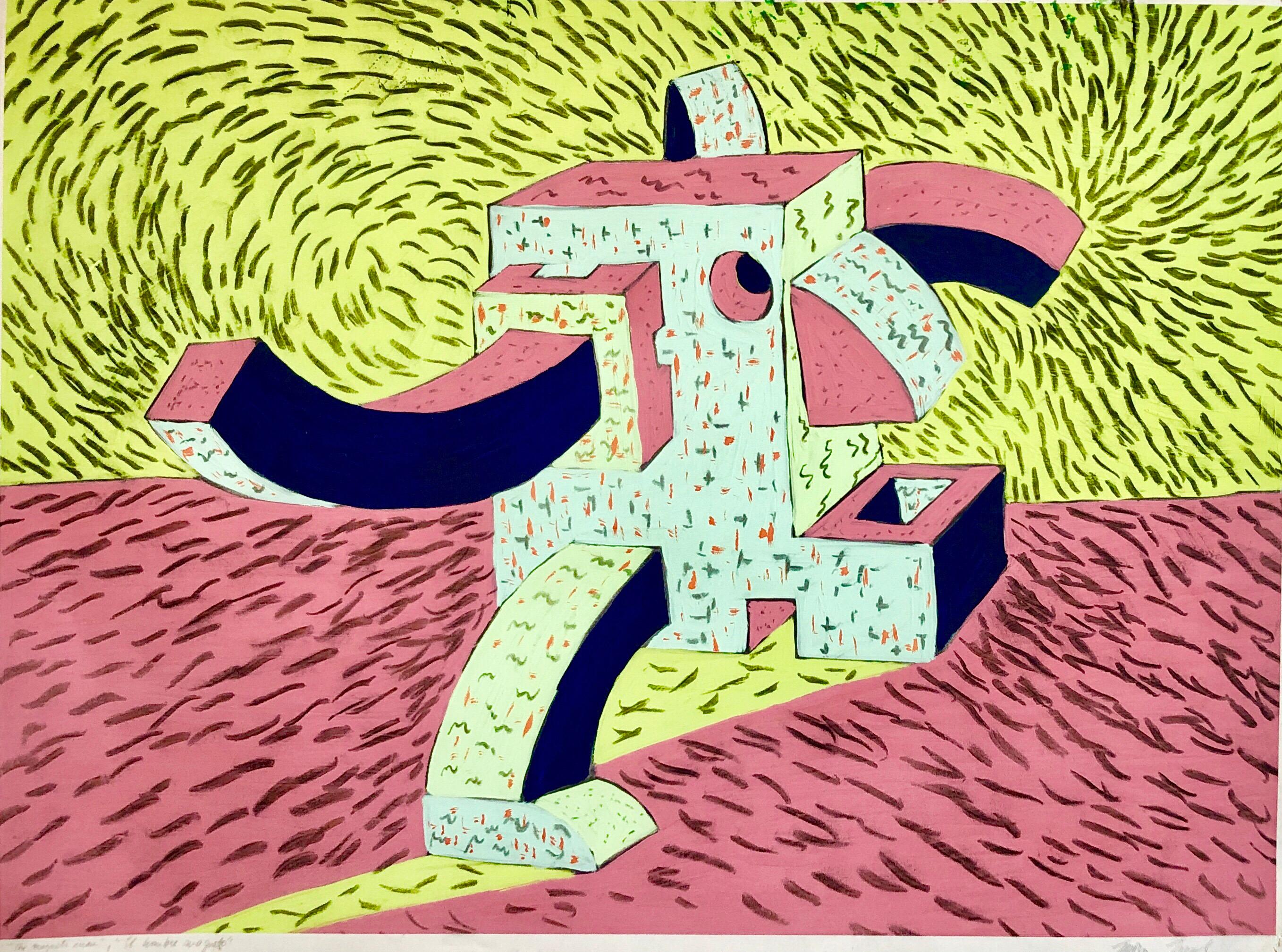 Grafitero de los años 80. Obra de Arte de Técnica Mixta Nueva Ola de Colores Atrevidos NYC Panamá