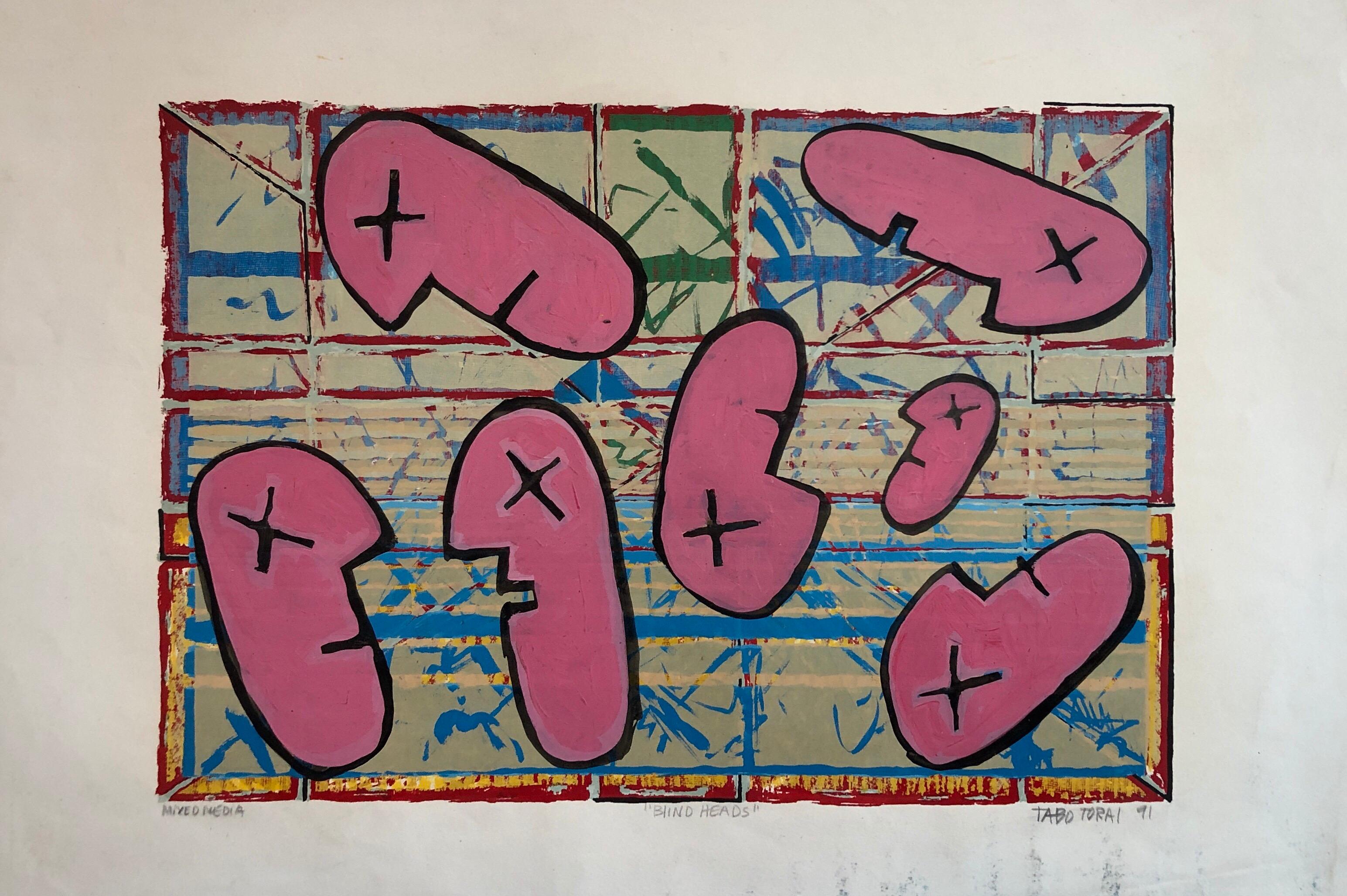 1990's Graffiti Artist. Mixed Media Painting Bold Colorful New Wave NYC Panama  For Sale 3