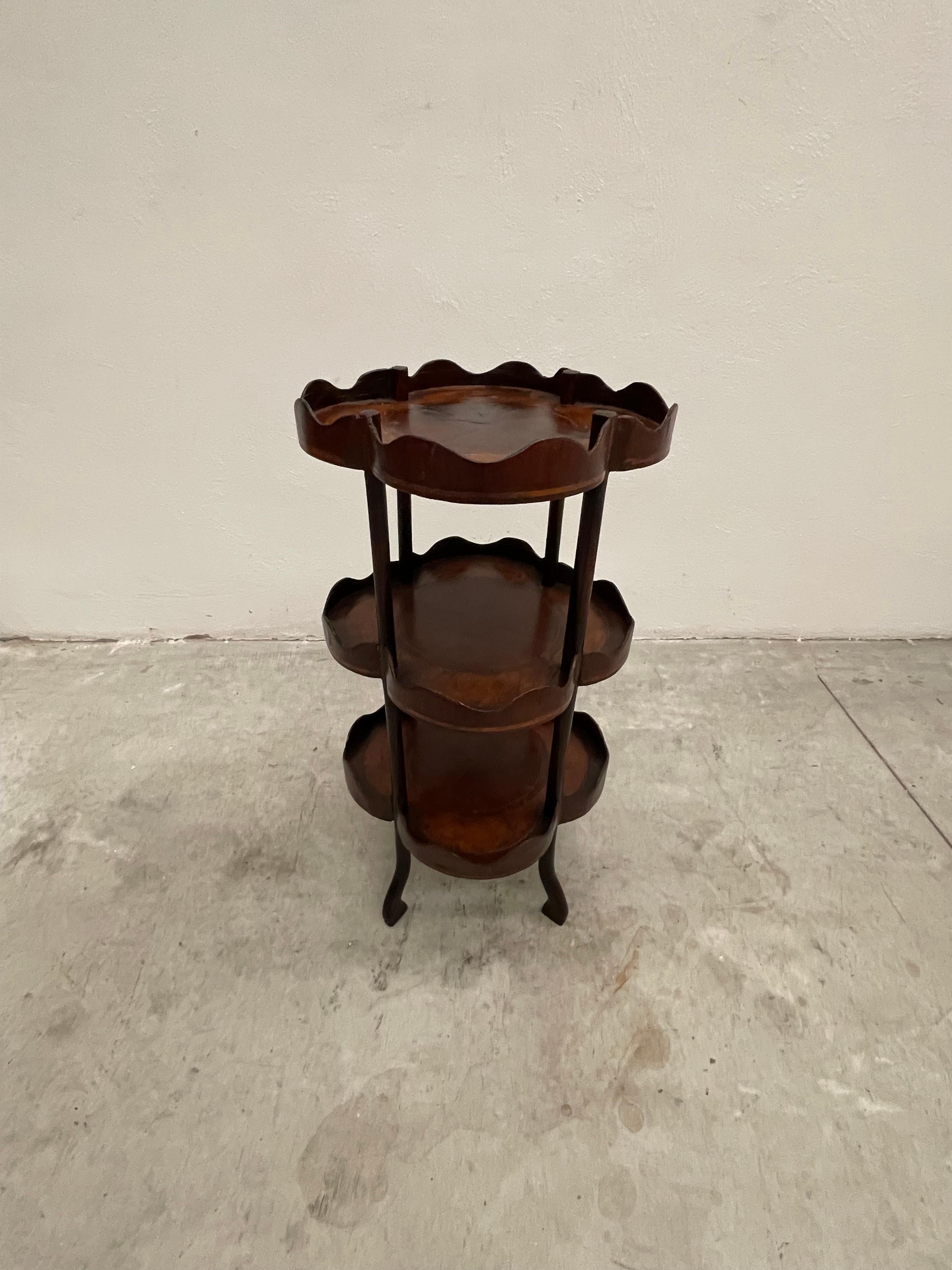20th Century Multipurpose side table wood briar 3 top antici For Sale