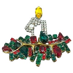 Tabou Rhinestone Holiday Yule Candle Brooch (Broche)