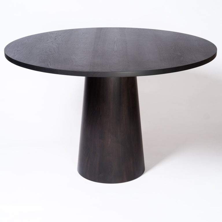 Tabor Dining Table by Tretiak Works, Contemporary Oxidized Walnut Round