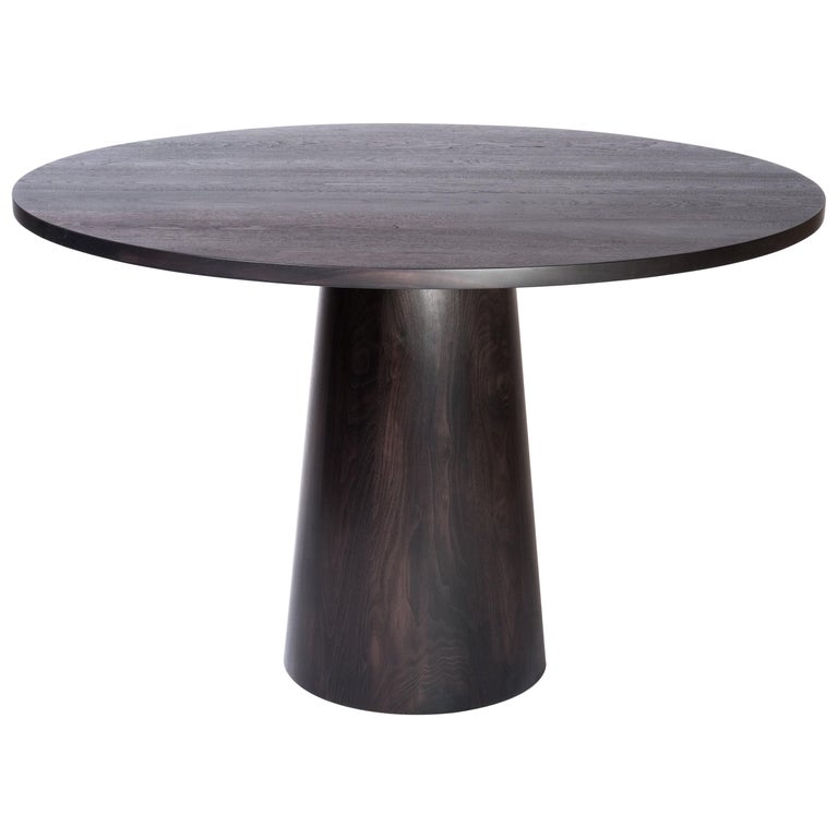 Tabor Dining Table By Tretiak Works, Black Round Pedestal Entry Table