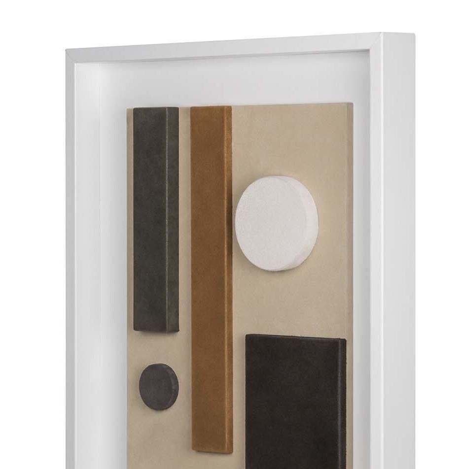 Providing any room a finished and polished presence, this wall sculpture is an Exclusive Design by GioBagnara, made entirely of leather in a rectangular shape. Available in a limited series of abstract patterns in soft suede and with a black or