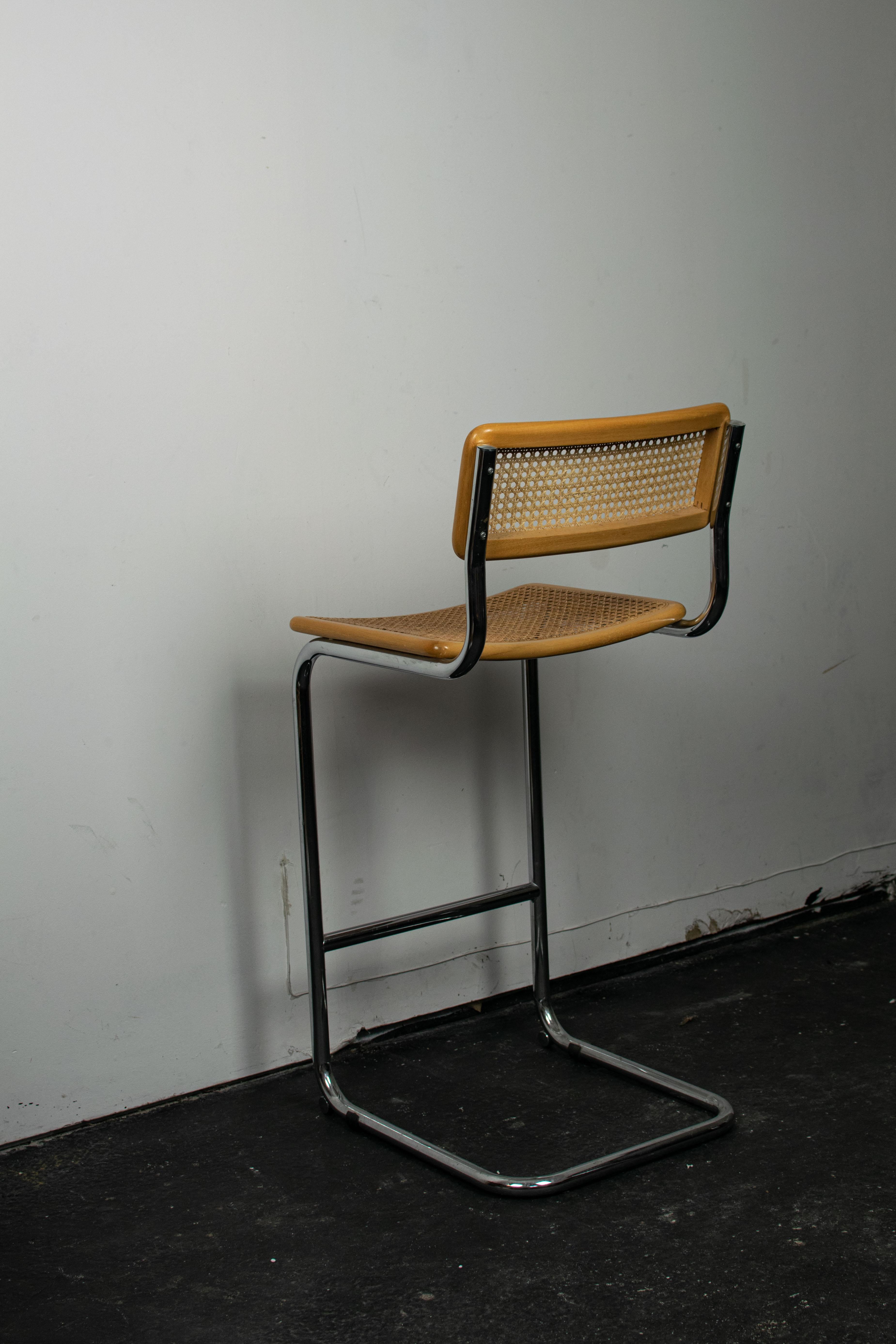 Tabouret Bar Cesca Par Marcel Breuer, Édition 1970 In Excellent Condition In Busserolles, FR