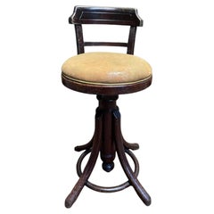 Tabouret de piano pivotant à dossier – Style Art Nouveau – Bois courbé – Vers 19