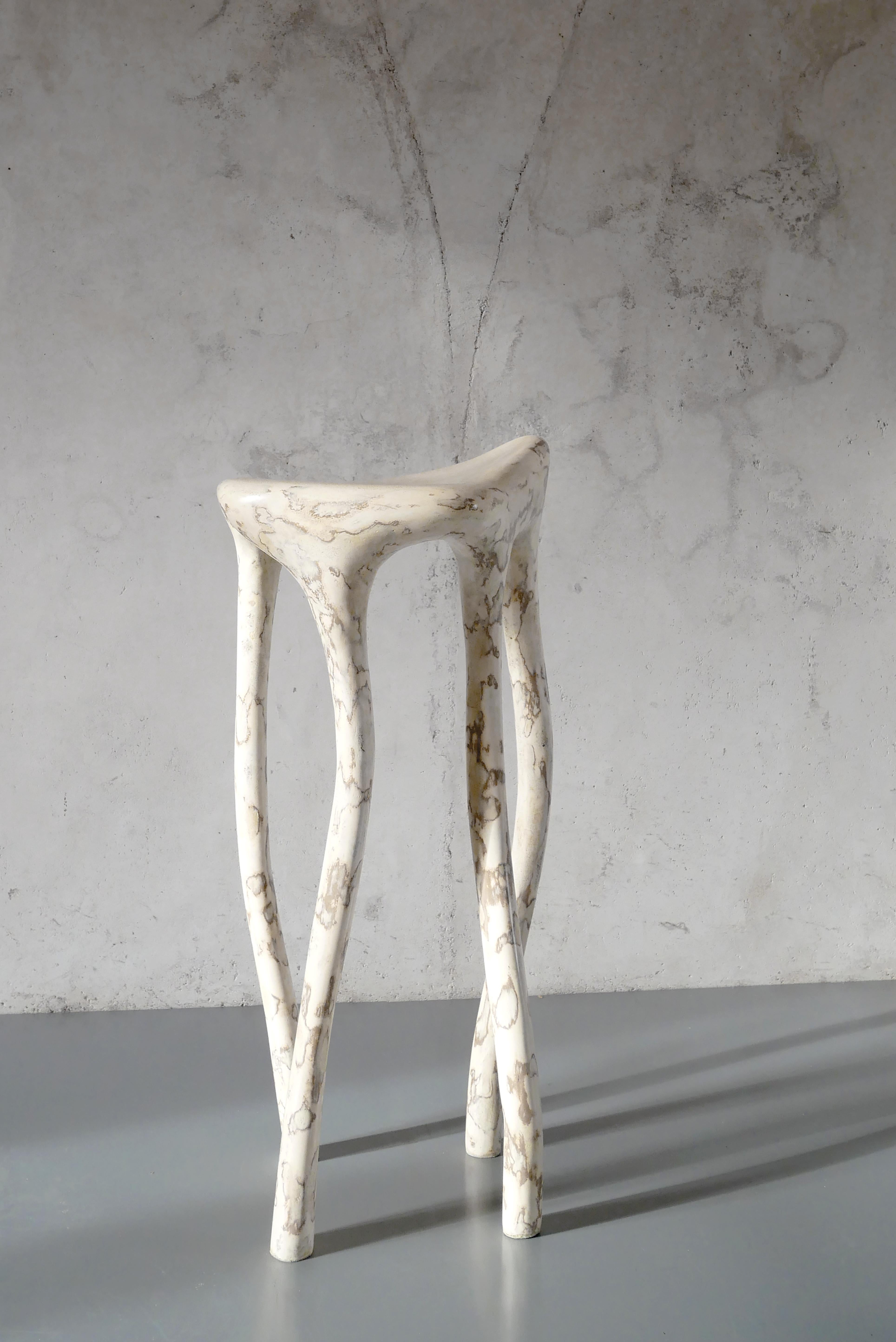 Tabouret haut II by Elissa Lacoste
Dimensions: 37 x 40 x H 75 cm
Materials: Steel, A1 resin, vermiculite pigment, fiberglass.


Master of Arts in Fine Art and Design, Design Academy Eindhoven, The Netherlands.
Exchange in Latvian Art Academy,