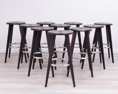 Tabouret Haut Jean Prouvé Bar Stool Vitra Dark Oak Unmarked a Set of 10