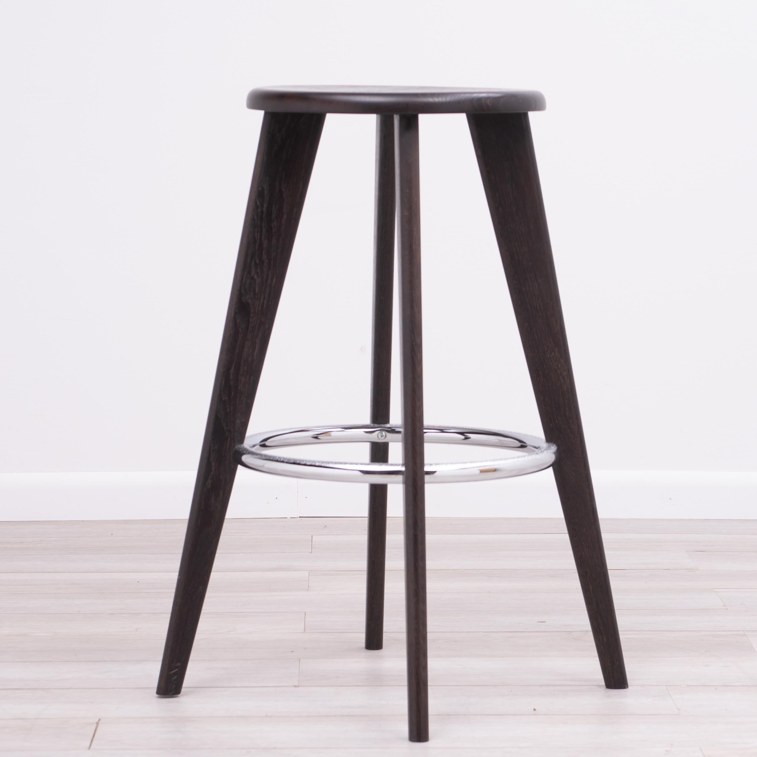 Mid-Century Modern Tabouret Haut Jean Prouvé Bar Stool Vitra Dark Oak Unmarked a Set of 10