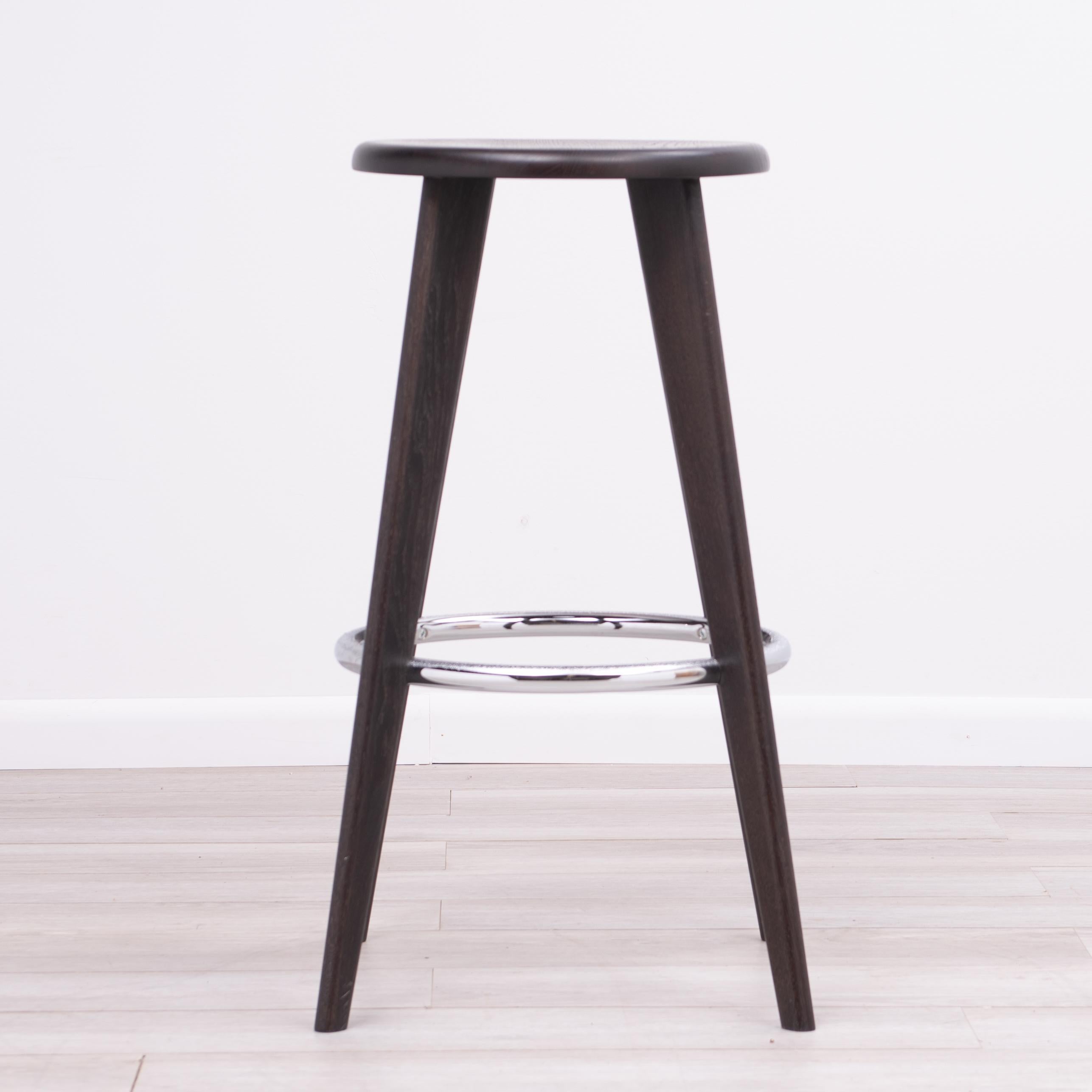 Contemporary Tabouret Haut Jean Prouvé Bar Stool Vitra Dark Oak Unmarked a Set of 10