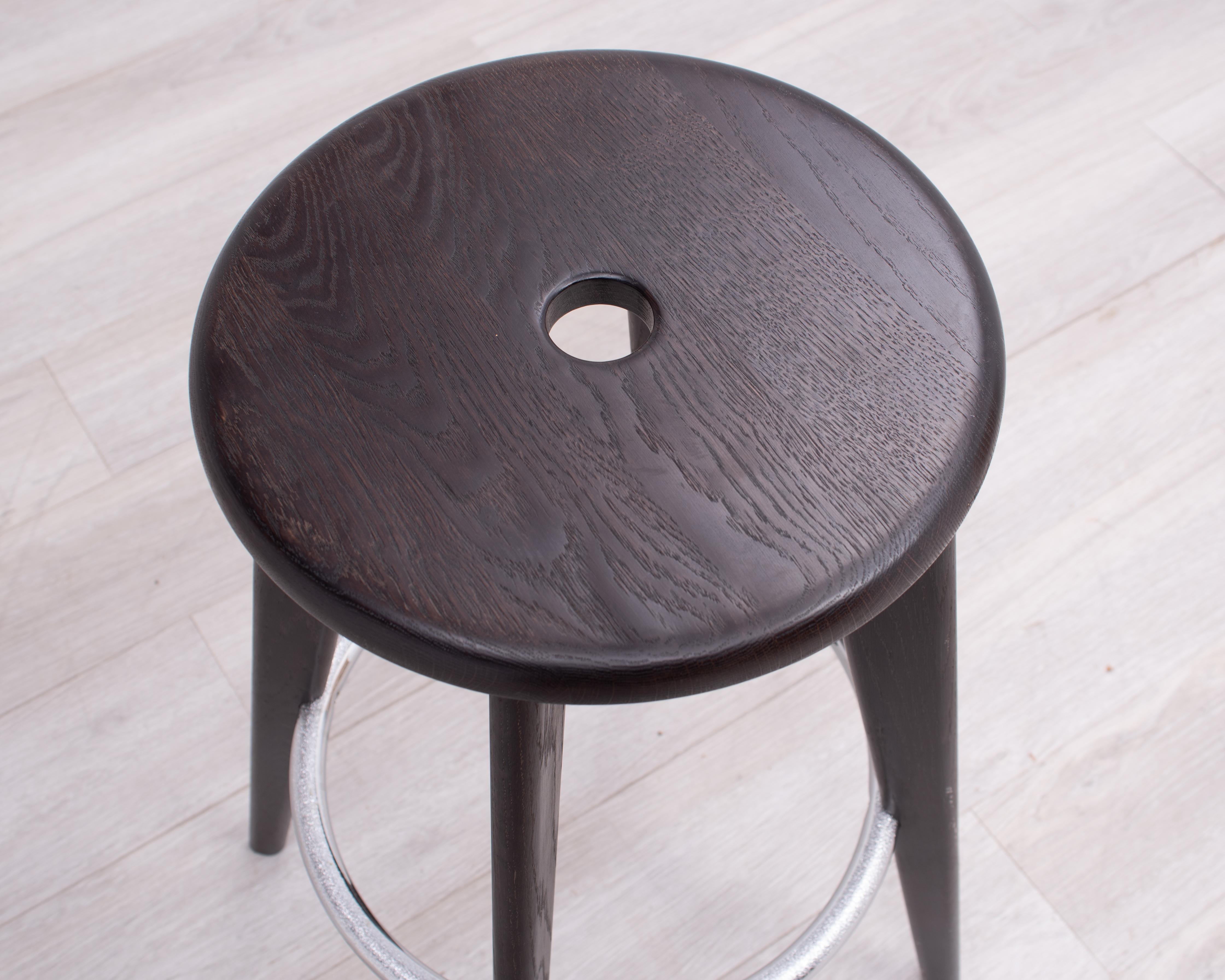 Metal Tabouret Haut Jean Prouvé Bar Stool Vitra Dark Oak Unmarked a Set of 10