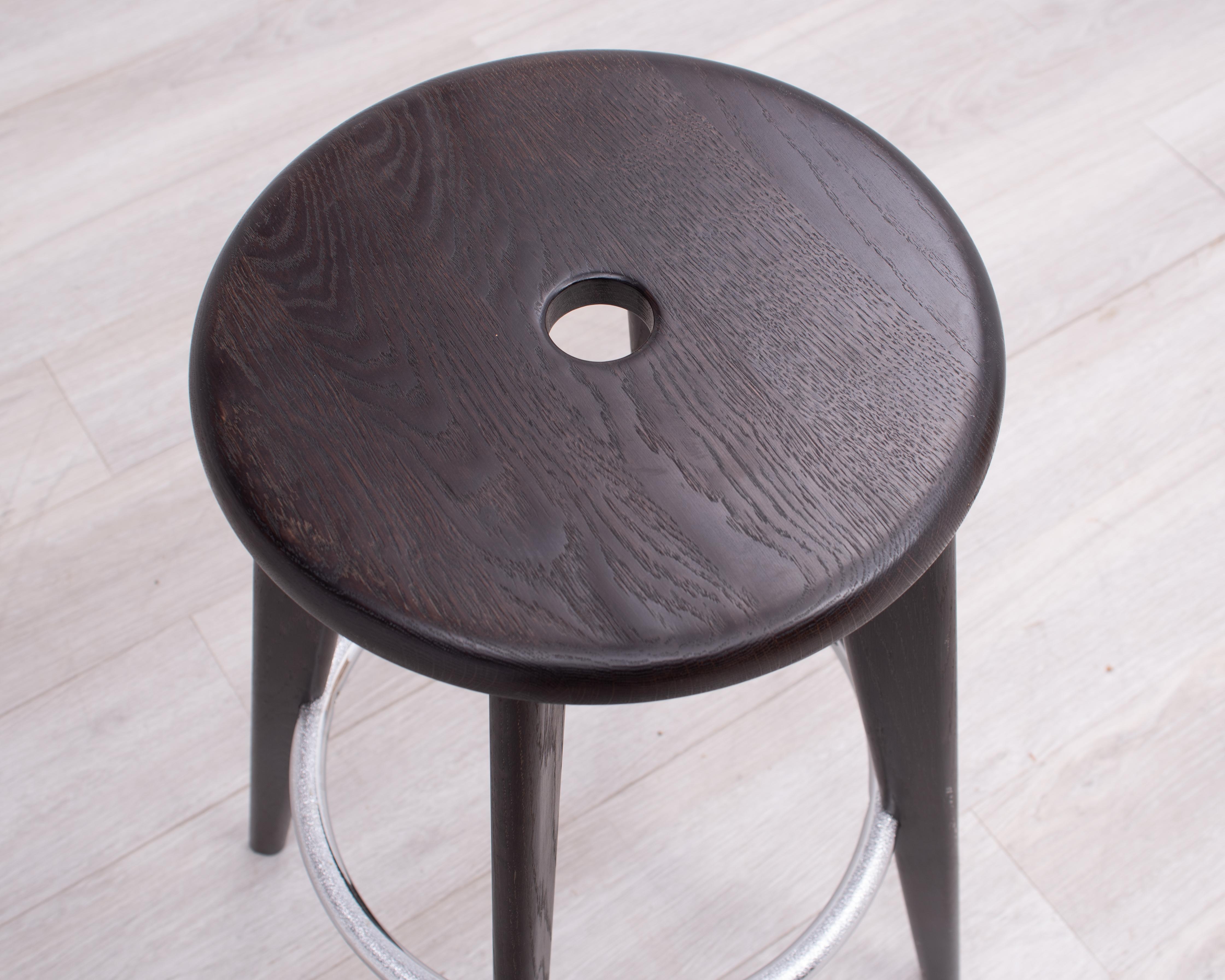 Tabouret Haut Jean Prouvé Barhocker Vitra Dark Oak Unmarked ein Satz von 10 2