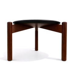 Tabouret teck et cuir Luxus Kristiansson