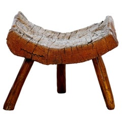 Tabouret tripode en chêne, France XIXème