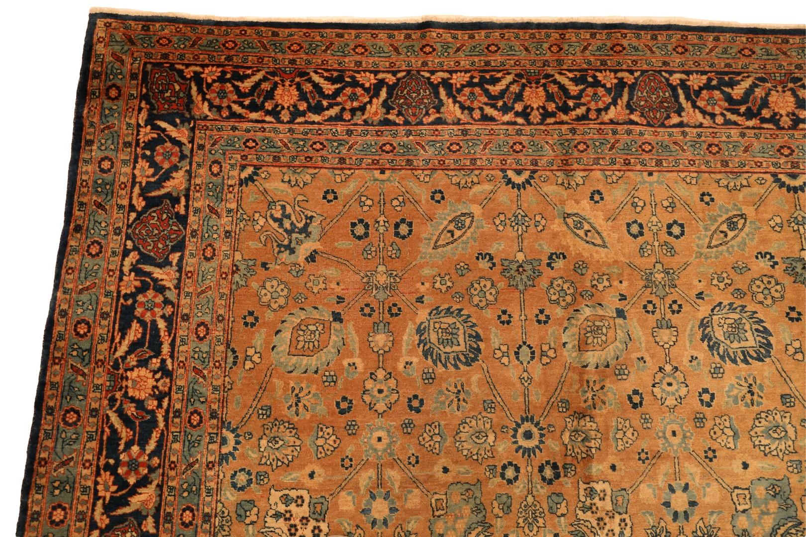 Persian Tabriz Antique Rug, Beige Blue - 12'3