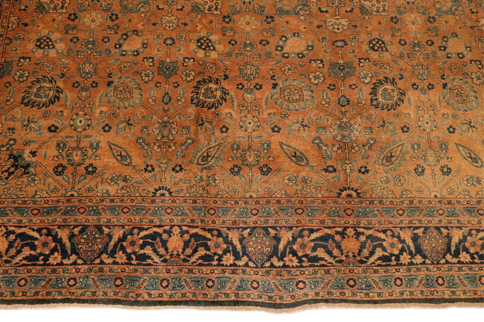 Tabriz Antique Rug, Beige Blue - 12'3