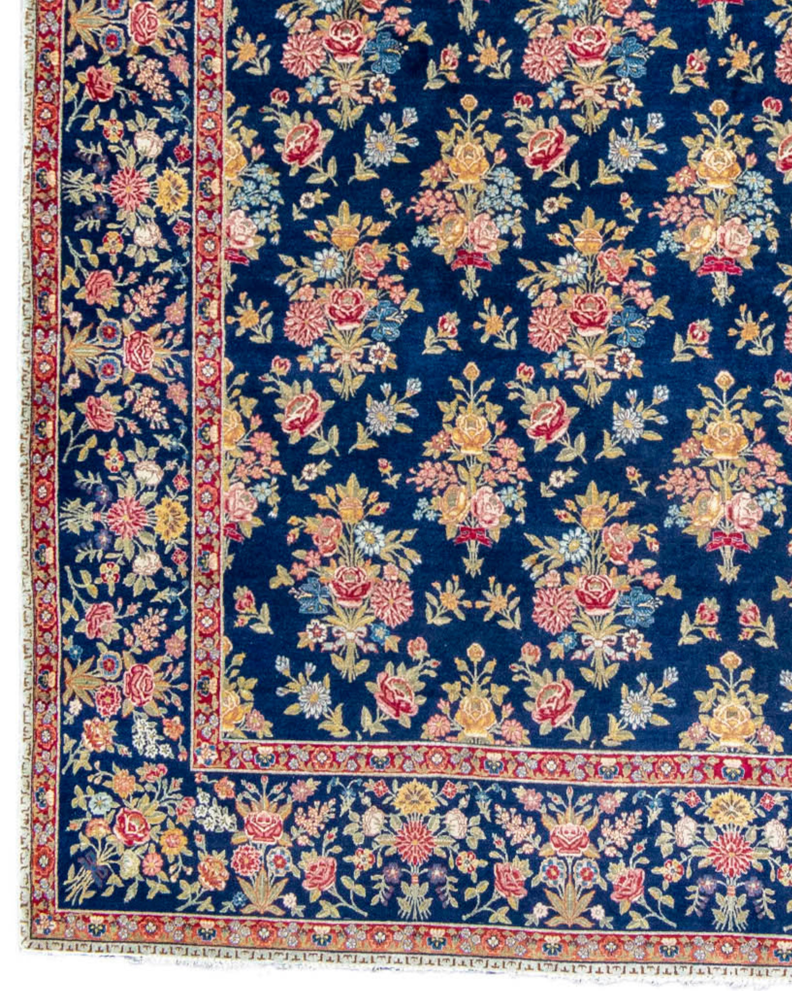 Hand-Knotted Antique Persian Floral Tabriz Carpet, c. 1900 For Sale