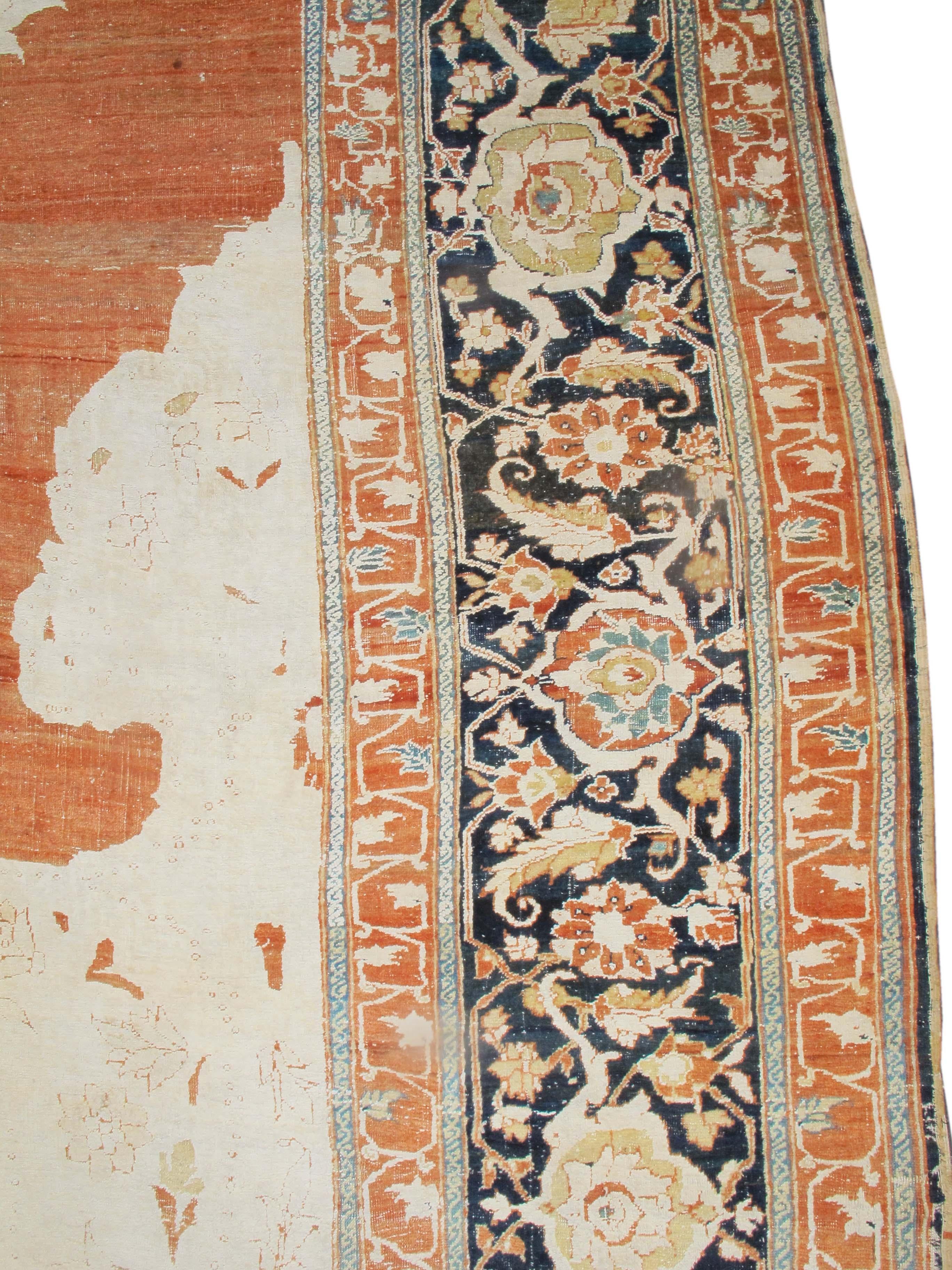 Hand-Woven Large Antique Persian Tabriz Carpet, Mid-19th Century For Sale