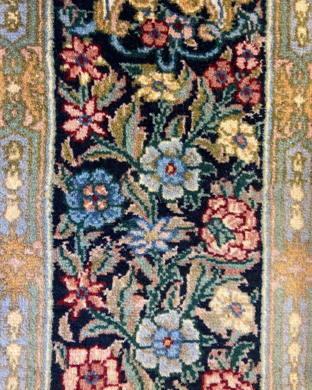 Tabriz Garden Persian Carpet in Blue, Pink, Green, Red, and Black Wool, 4' x 6' For Sale 4