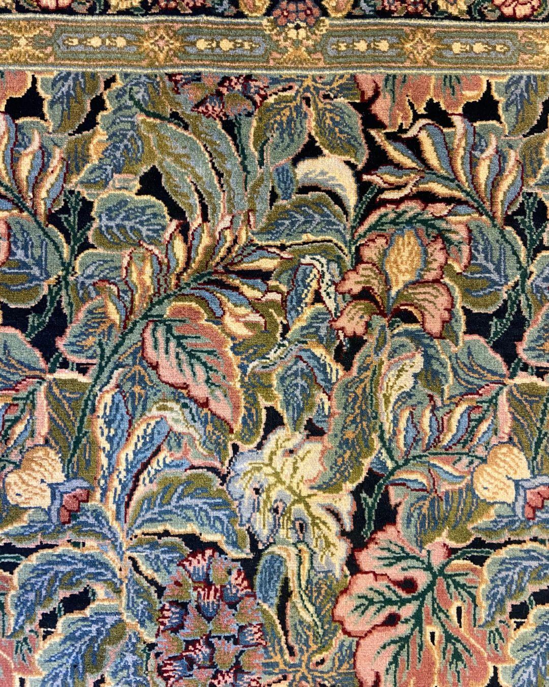 Tabriz Garden Persian Carpet in Blue, Pink, Green, Red, and Black Wool, 4' x 6' For Sale 3