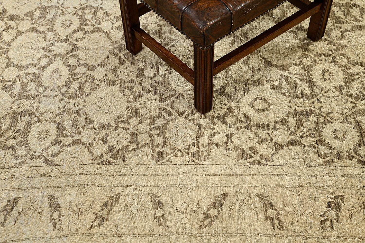 This promising Persian Bidjar Rug adds an edge to your interior. A stunning creation that a floral design and superb vinery is incorporated with stunning borders. Series of palmettes and stylized motifs are also in its field. The medallion borders