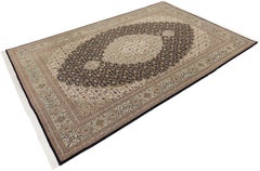 Tabriz Mahi Rug, Hand-Knotted, 10x6.7 ft – Ivory, Beige, Black