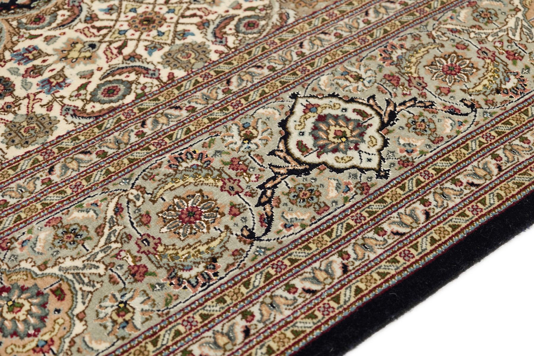 Tabriz Mahi Rug (elfenbein/beige und braun, neu, 305cm x 205cm) (Handgeknüpft) im Angebot