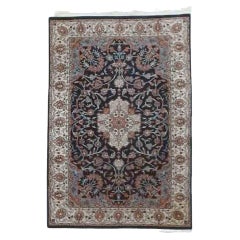 Vintage Tabriz Oriental Wool Rug, Blue & White, 20th C