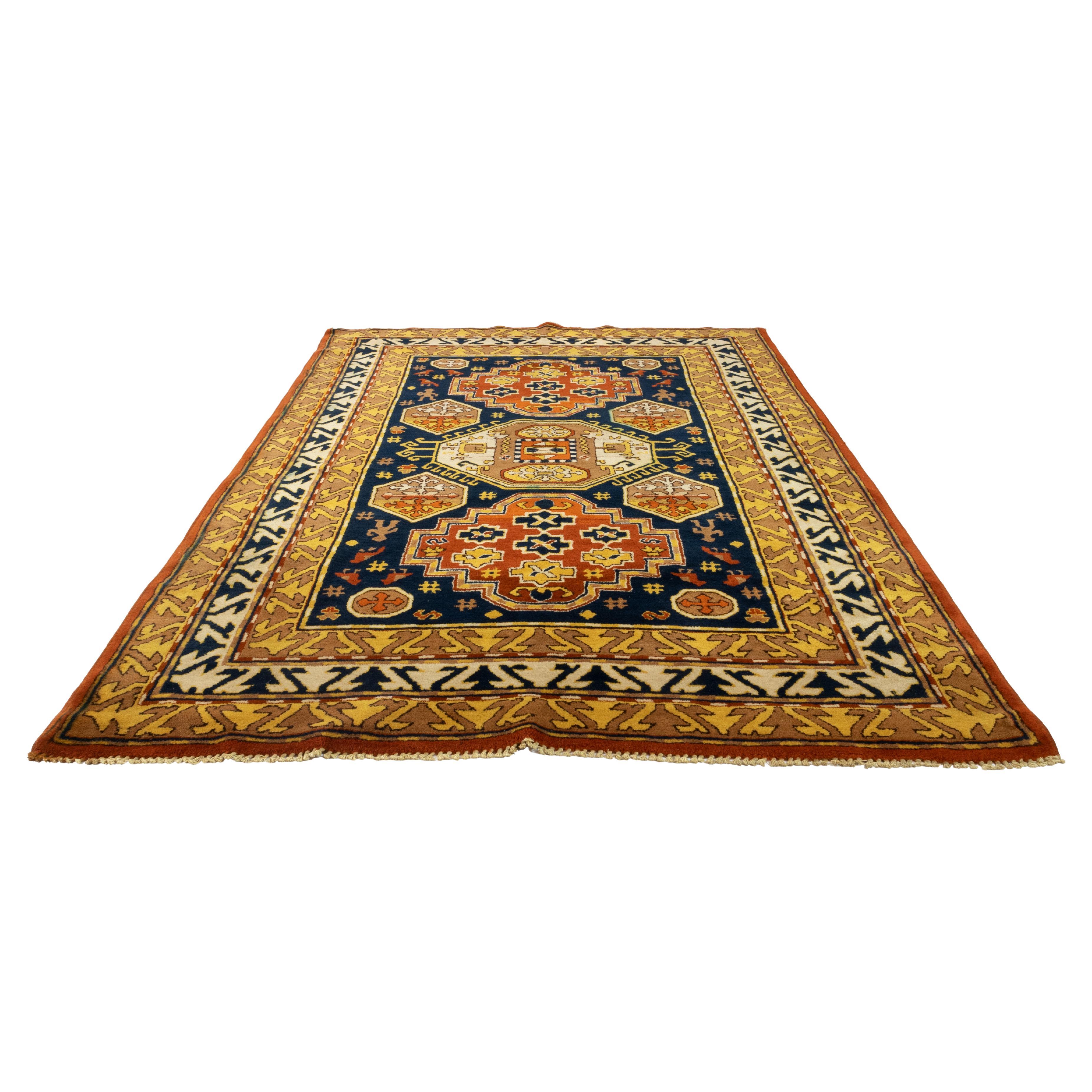 Tabriz Persian Rug – Polychrome Wool in Yellow 78.7 x 55.1 Inches