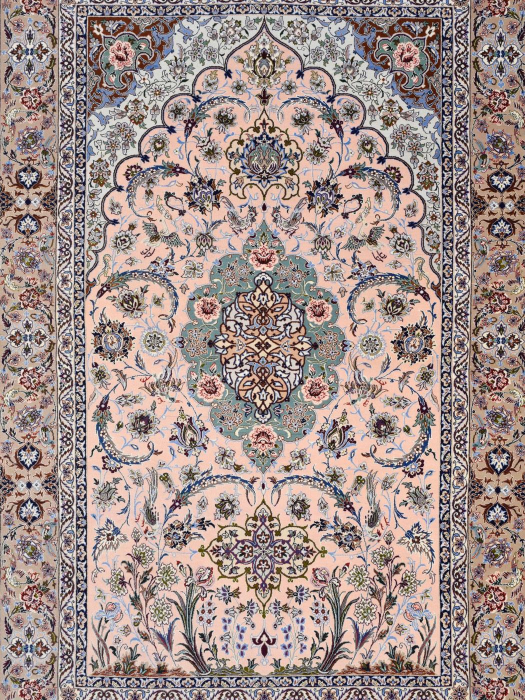 Indulge in the timeless elegance of this Persian Tabriz 5' x 7' area rug, a masterpiece of craftsmanship and artistry in pink, teal, red, and blue. Skillfully hand knotted, this rug's captivating color palette is derived from all-natural and organic